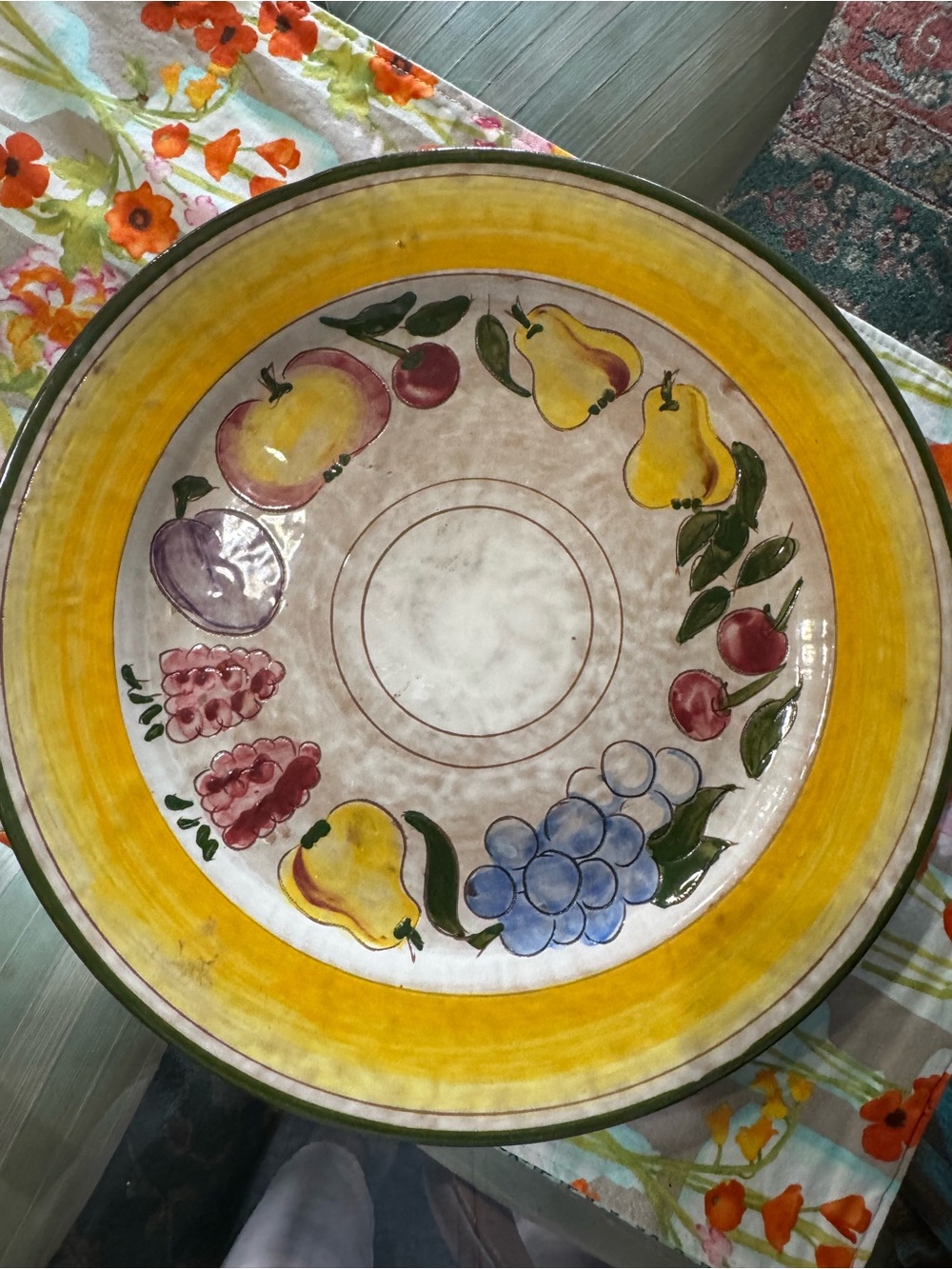 Hand-Painted Festival
by DELLAWARE Ceramic Fruit Charger With Yellow Rim
